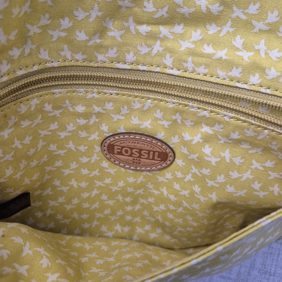 Fossil Key-Per Vintage Crossbody Bag Coated Canvas Tree Bird Nature Print Y2K - Picture 10 of 13